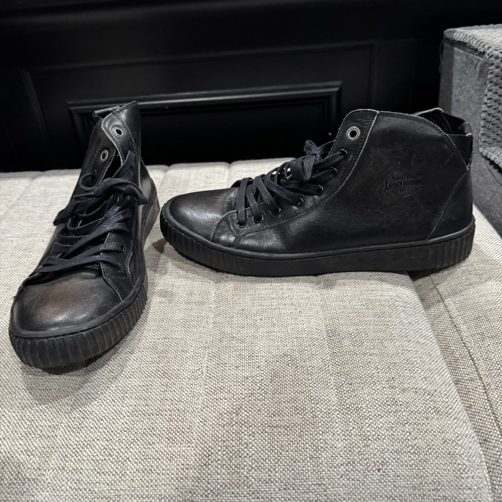Harley Davidson Men's Barren Black Leather High Top Sneakers 11